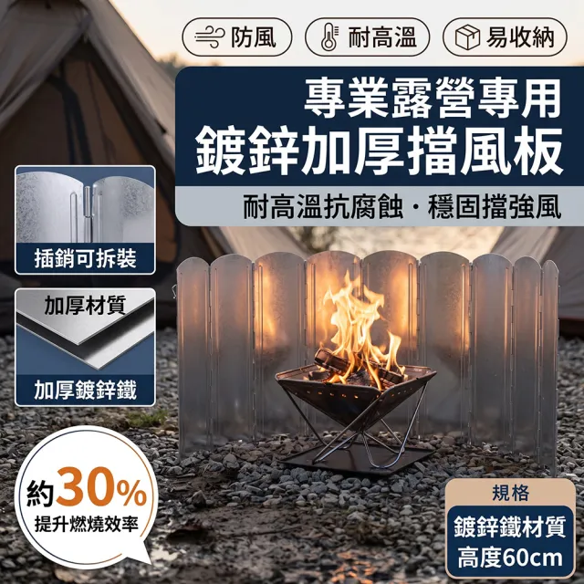 YISO易搜 烤肉擋風板 爐具擋風板 防風罩 焚火台擋風板 抗風聚熱 可拆裝(防割手/耐高溫/抗腐蝕)