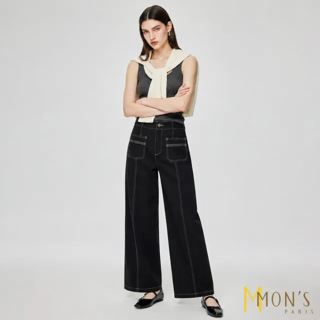 【MON’S】美式撞色線條直筒褲 (5色任選)
