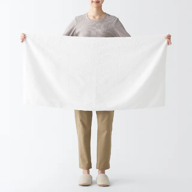 【MUJI 無印良品】棉圈絨雙線織小浴巾/可吊掛(柔白/灰色/綠色/粉米/墨黑)成品尺寸:W60×L120 cm