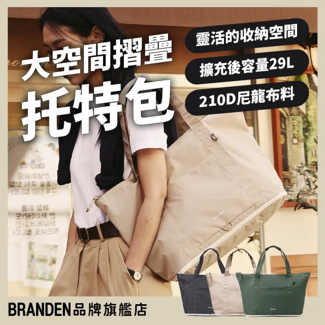 【Branden】品牌旗艦店｜大空間釋放摺疊旅行托特包 (壓縮袋/旅行袋)