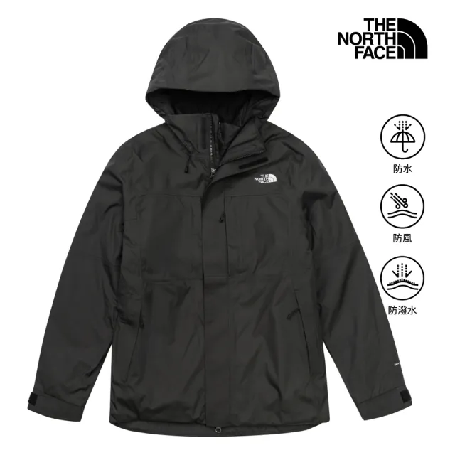 【The North Face】北面女款黑色DRYVENT防水鋪棉內裡三合一外套｜8J8WJK3