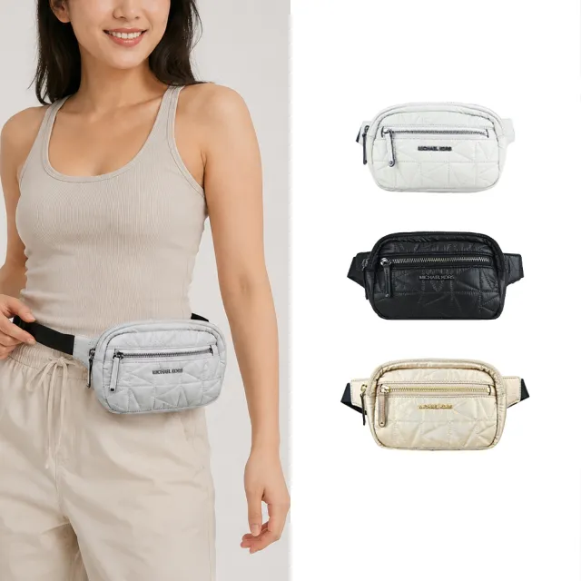 【Michael Kors】WINNIE黑字菱格尼龍腰包(多色選)