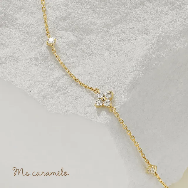 【Ms caramelo 焦糖小姐】925純銀 花卉鋯石手鍊