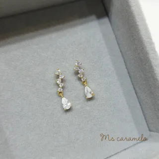 【Ms caramelo 焦糖小姐】925純銀 鋯石水滴流蘇耳環
