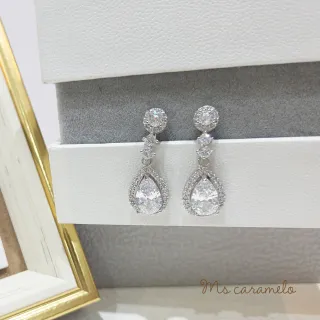 【Ms caramelo 焦糖小姐】夾式耳環 水滴鋯石耳環