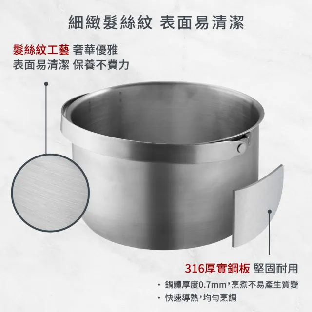 【mo select】台灣製極厚316不鏽鋼調理鍋3鍋6件組-22cm+19cm+16cm(mo選/電鍋適用/不挑爐具/內鍋/萬用鍋)