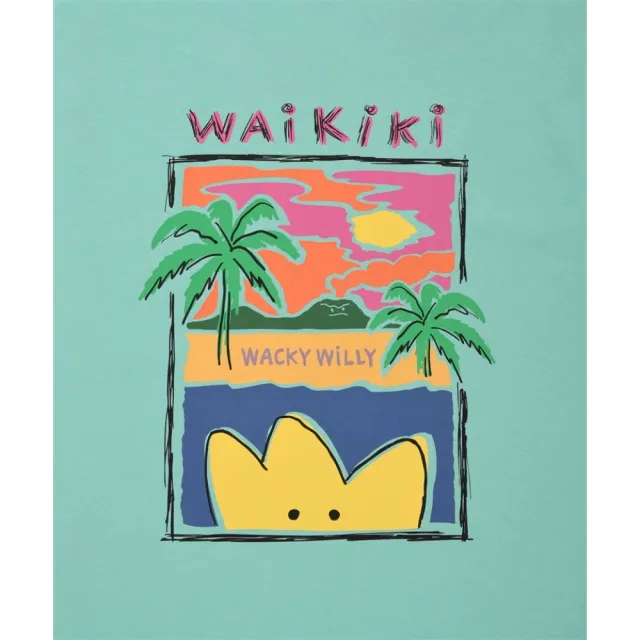 【Wacky WiLLY】海灘主題圖案短袖上衣(UNI短袖上衣 綠色)