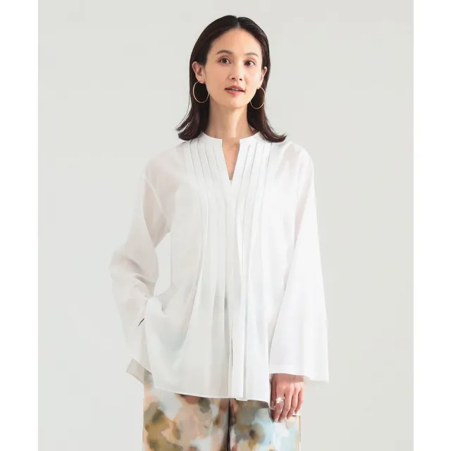 【BEAMS】官方旗艦館 Demi-Luxe BEAMS / 女裝 混紡 打褶 寬鬆 襯衫