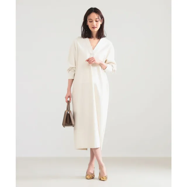 【BEAMS】官方旗艦館 Demi-Luxe BEAMS / 女裝 羅馬布 V領 洋裝