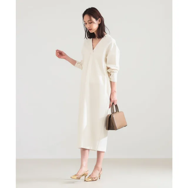 【BEAMS】官方旗艦館 Demi-Luxe BEAMS / 女裝 羅馬布 V領 洋裝