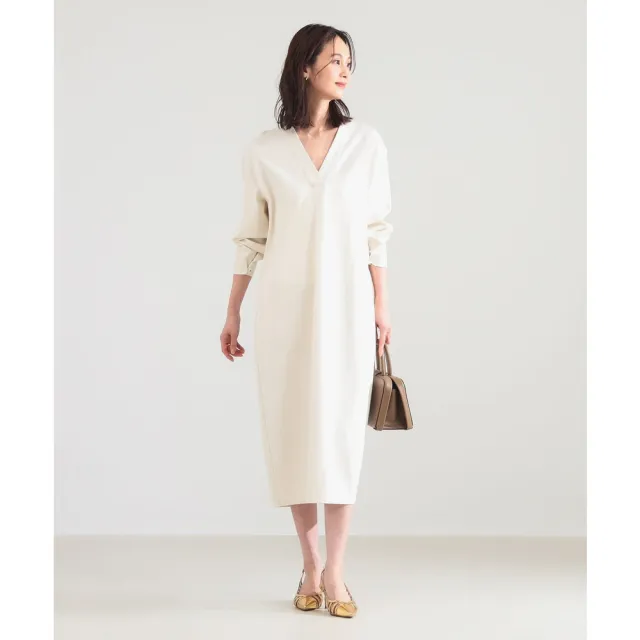 【BEAMS】官方旗艦館 Demi-Luxe BEAMS / 女裝 羅馬布 V領 洋裝