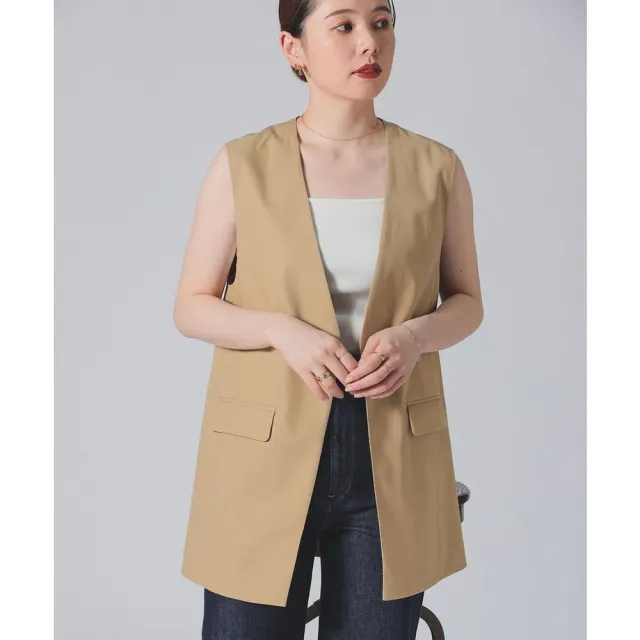 【BEAMS】官方旗艦館 Demi-Luxe BEAMS / 女裝 棉質 無翻領 西裝背心