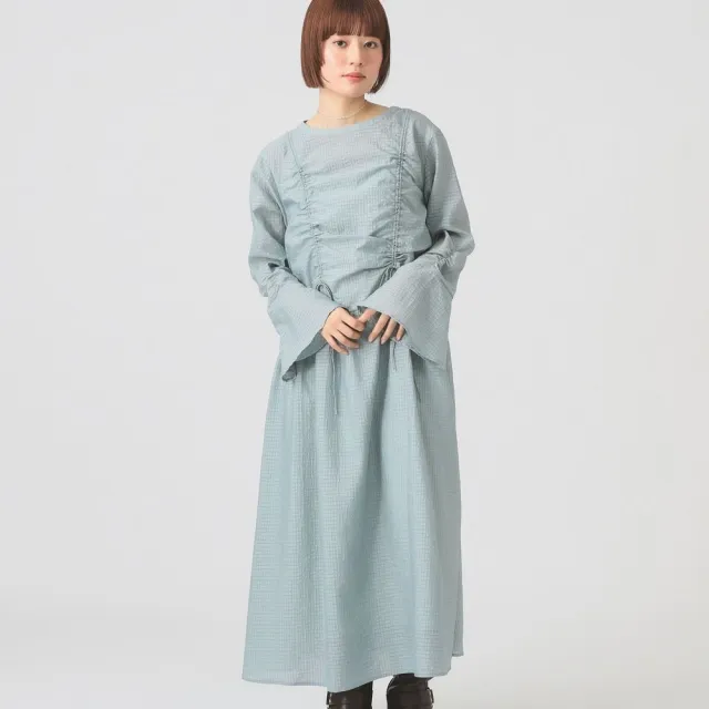 【BEAMS】官方旗艦館 Ray BEAMS / 女裝 透膚 抽繩 抓皺 洋裝