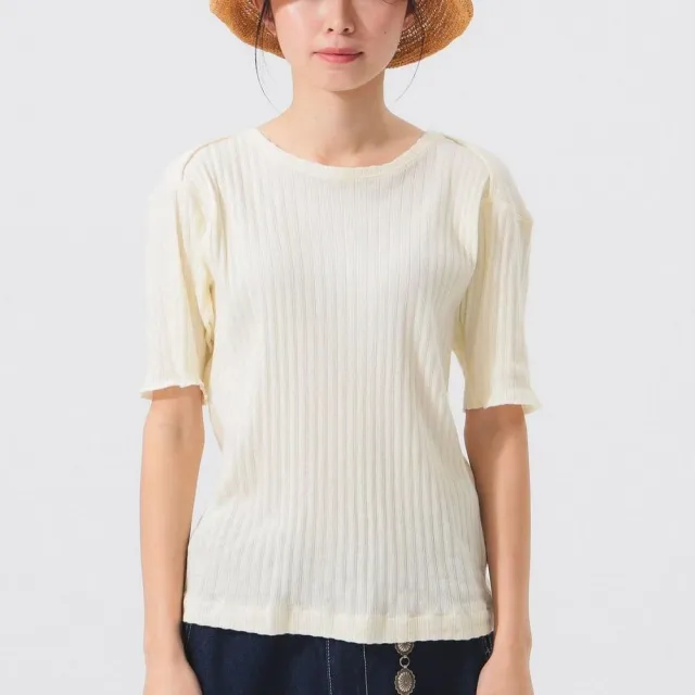 【BEAMS】官方旗艦館 BEAMS BOY / 女裝 緹花織 羅紋 水手 短袖 T恤