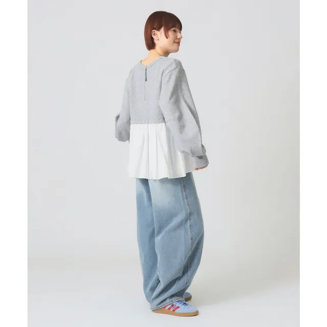 【BEAMS】官方旗艦館 Ray BEAMS / 女裝 抓皺 拼接 衛衣式 圓領 上衣