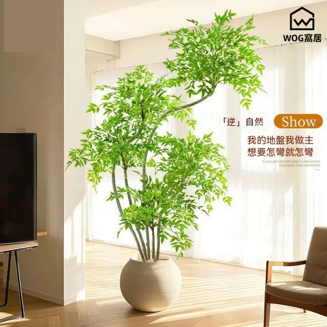 【窩居】仿真南天竹 仿真綠植 落地植物 客廳擺件 家居裝飾 裝飾綠植 仿真植物(1.8M4桿不帶盆）
