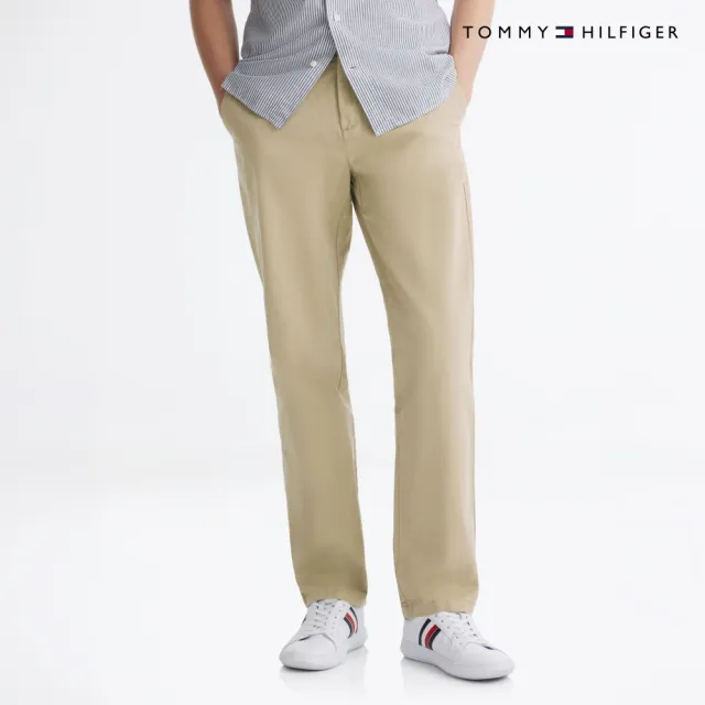 【TOMMY HILFIGER】官方旗艦館TH Flex Denton 棉質斜紋長褲 裸色