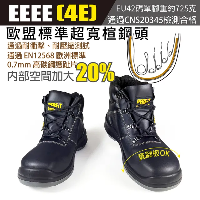【PERFiT 護特】抗靜電 防入塵 牛皮防潑水 防穿刺  緩震安全鞋(PT014-BK/工作鞋/鋼頭鞋/CNS 20345認證)