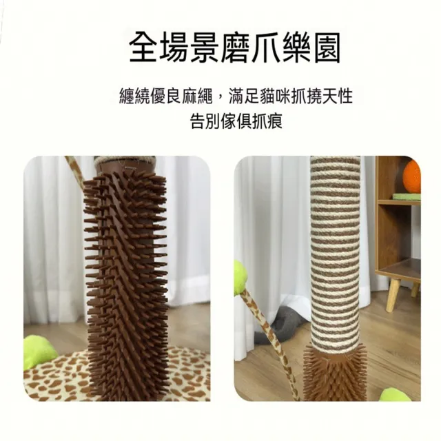 【MOOG 沐格】貓爬架 貓樹 貓抓柱 鹿頭虎頭斑馬造型 彈簧球逗貓玩具 貓咪蹭毛器 寵物用品