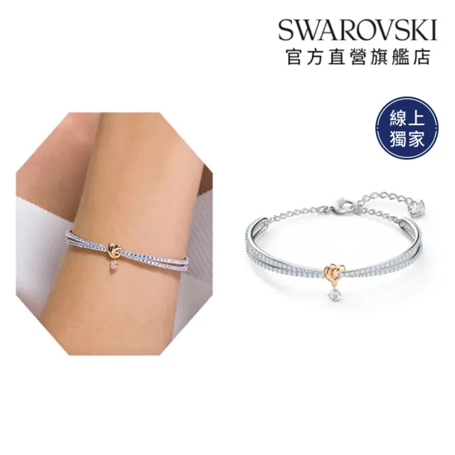 【SWAROVSKI 施華洛世奇】官方直營 Lifelong Heart 永恆心動 心形手鐲 愛心 白色 多種金屬潤飾 | 5516544