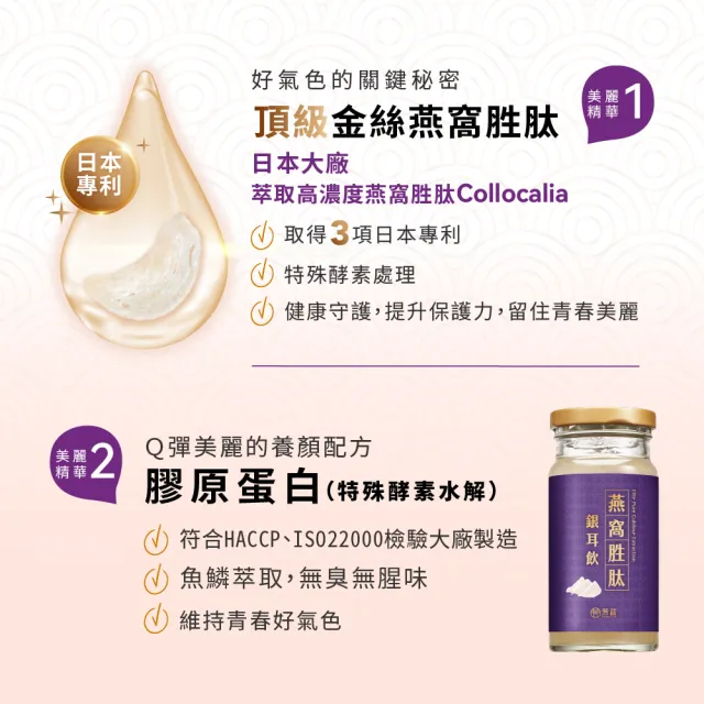 【芳茲】燕窩胜銀耳飲 禮盒 6瓶/盒*2_官方直營