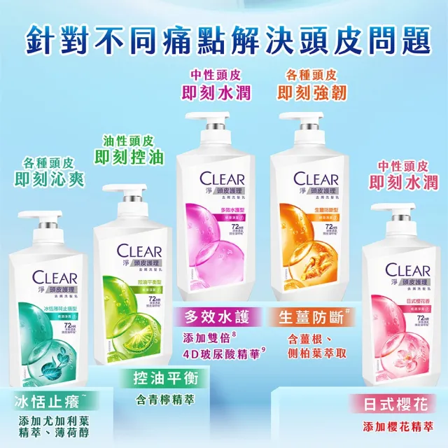 【CLEAR 淨】雙11限定★男士頭皮調理系列570g/去屑系列750ml 洗髮乳x3入(多款任選)