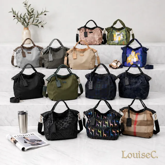 【LouiseC.】雙11 Tree House 牛皮 輕盈尼龍 中型手提斜背防水包 15色 YS98233