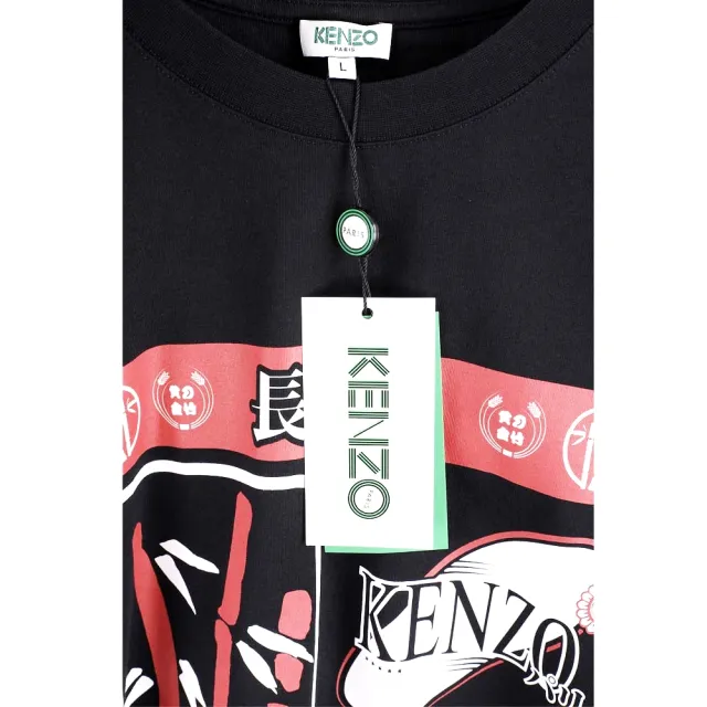 【KENZO】印花標語黑色棉質短袖TEE T恤(上衣 圓領 日系)