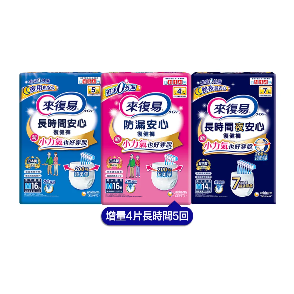 【來復易】長時間安心/夜安心復健褲M-XL 箱購 (成人紙尿褲/褲型紙尿褲)