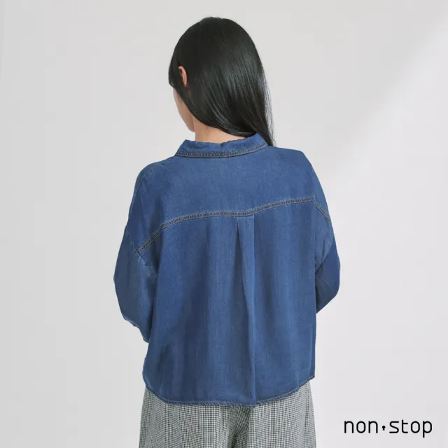 【non-stop】貓咪口袋綁帶丹寧襯衫-2色