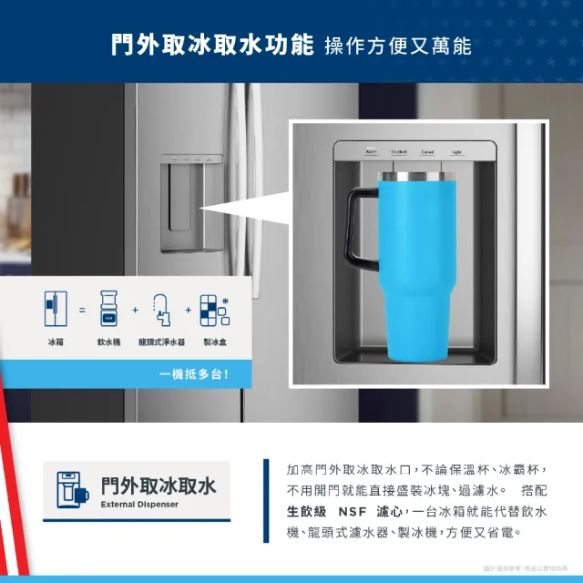 【GE 奇異】823L大容量對開門冰箱(防指紋不銹鋼GSS28PYYFS)