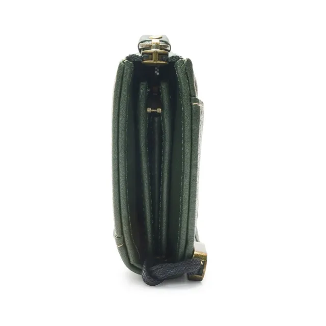 【2R 手工真皮】雙11 植鞣牛皮 Rocket 雙層側拉式長夾 墨柏綠(真皮 皮夾 長夾)