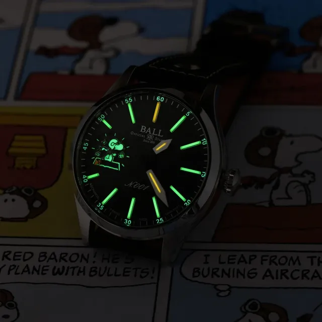 【BALL 波爾】Engineer Master II 史努比聯名飛行王牌 限量 手動上鍊機械錶-46mm(NM2638C-L2J-BK)