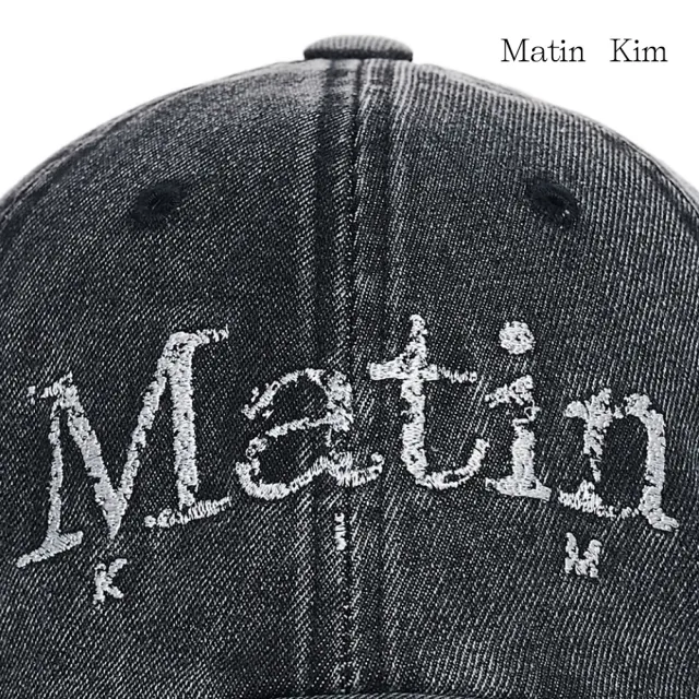 【MATIN KIM】官方旗艦 復古刷舊丹寧棒球帽(黑色)