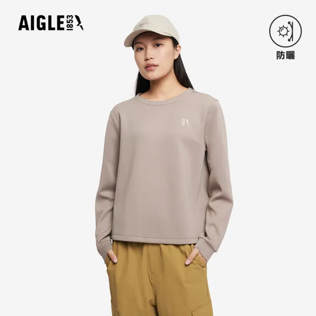 【AIGLE】女 抗UV涼感長袖T恤｜AG-5A251A146 煙霧灰(女裝 抗UV 防曬 涼感衣 女 T恤 長袖T恤)