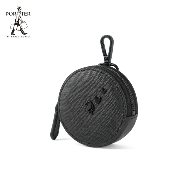 【PORTER INTERNATIONAL】真皮圓形MINI POUCH零錢包(黑)