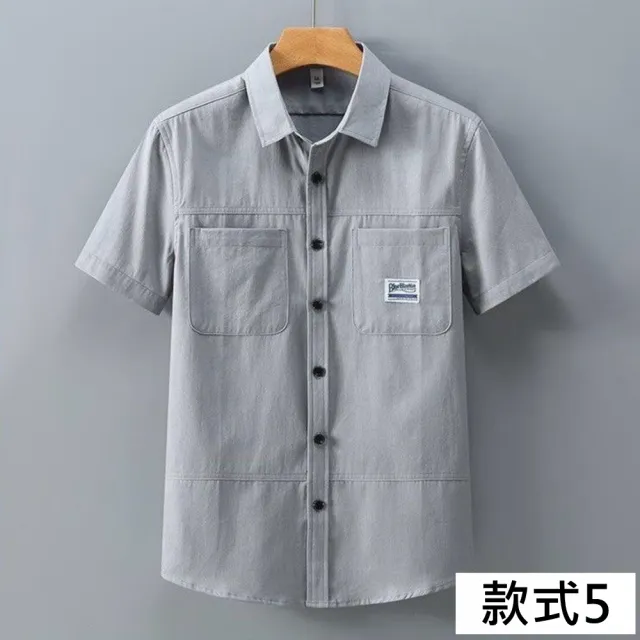 【巴黎精品】多款男短袖襯衫短袖上衣男日系寬鬆休閒襯衫男裝(夏日印花T恤簡約百搭素色春夏款n1kq95 I)