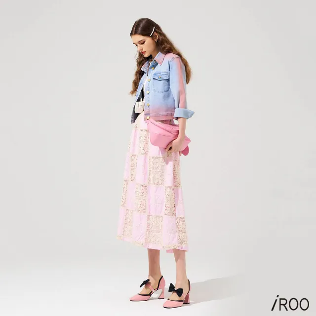 【iROO】新娘粉復古刺繡長裙