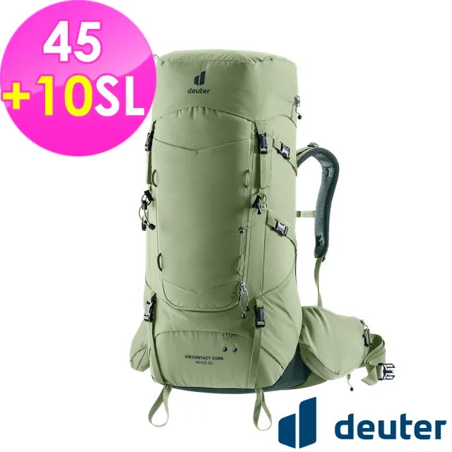 【deuter】AIRCONTACT CORE拔熱式透氣背包45+10SL(3350226綠/長途朝聖/徒步旅行/旅遊/戶外活動)