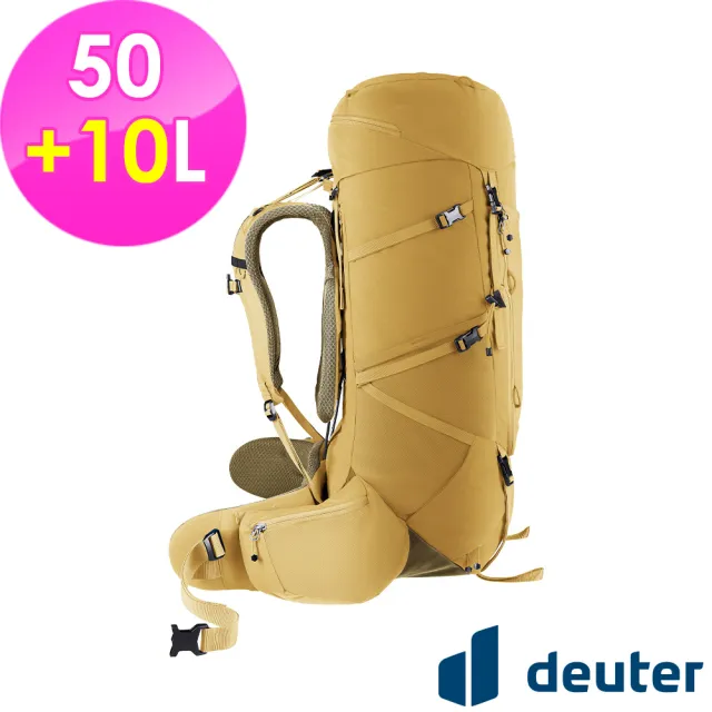 【deuter】AIRCONTACT CORE拔熱式透氣背包50+10L(3350326黃沙/長途朝聖/徒步旅行/旅遊/戶外活動)