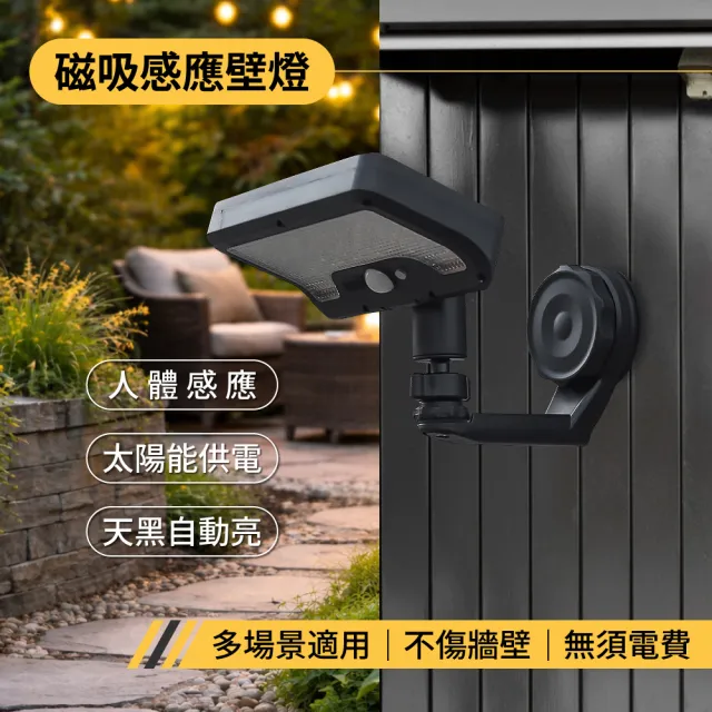 【CARSLAVE】磁吸太陽能感應壁燈 戶外燈 太陽能燈 庭院照明燈 人體感應 天黑自動亮 免施工 免鑽孔 不傷牆壁