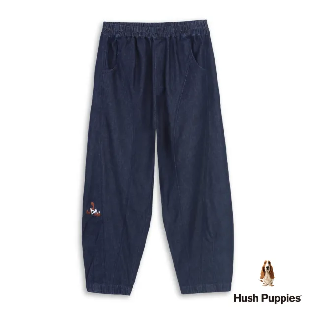 【Hush Puppies】女裝 長褲 立體剪裁Q版狗寬鬆牛仔長褲 (丈青 / 64221101)