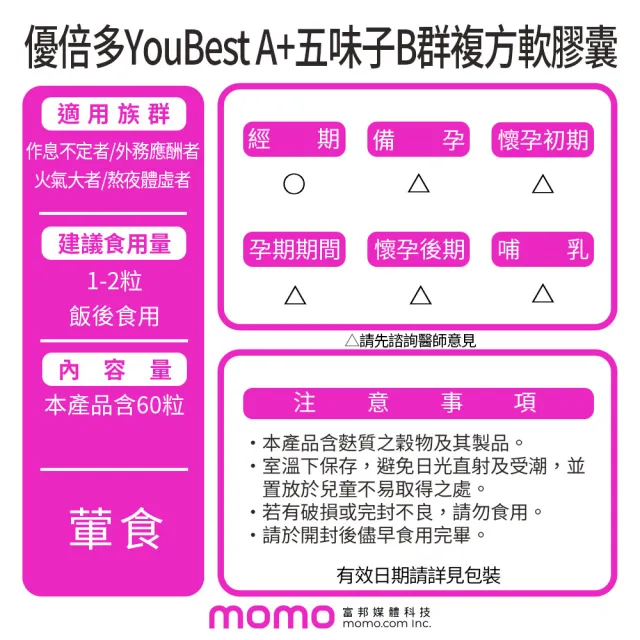 【杏輝醫藥】優倍多 A+五味子B群複方軟膠囊 3入(共180粒-薑黃 肝精 專利成分茯苓三)