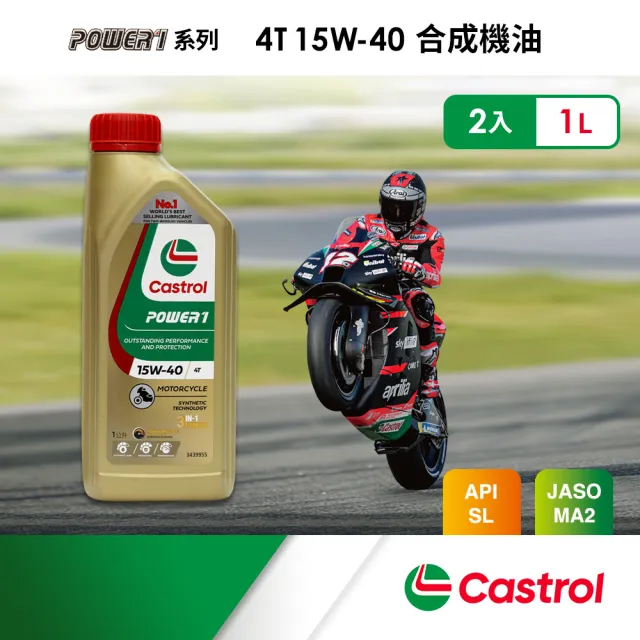 【CASTROL 嘉實多】Power 1 4T 15W-40 合成機油(1Lx2入組)