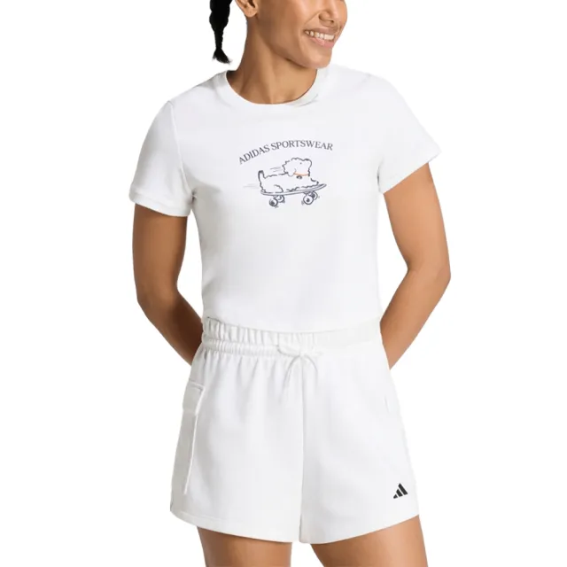 【adidas 愛迪達】短版 圓領短袖T恤 ANIMAL POP T 2 女 - KT2775(其他規格)
