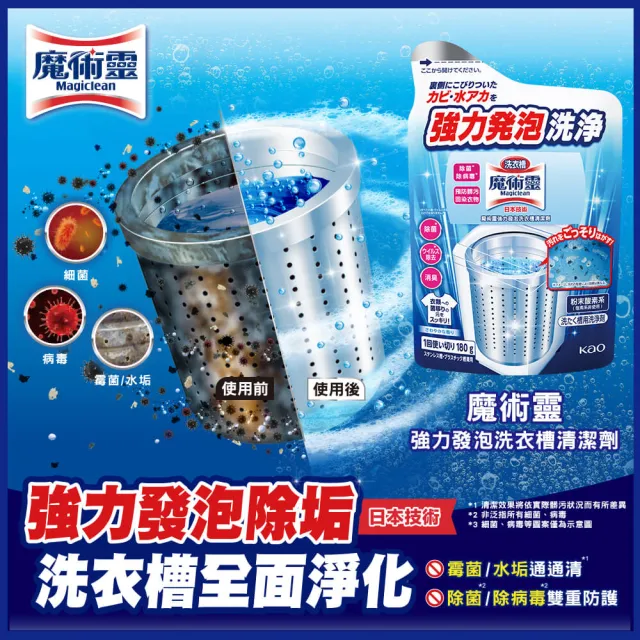 【魔術靈】強力發泡洗衣槽清潔劑箱購(180g/15入)