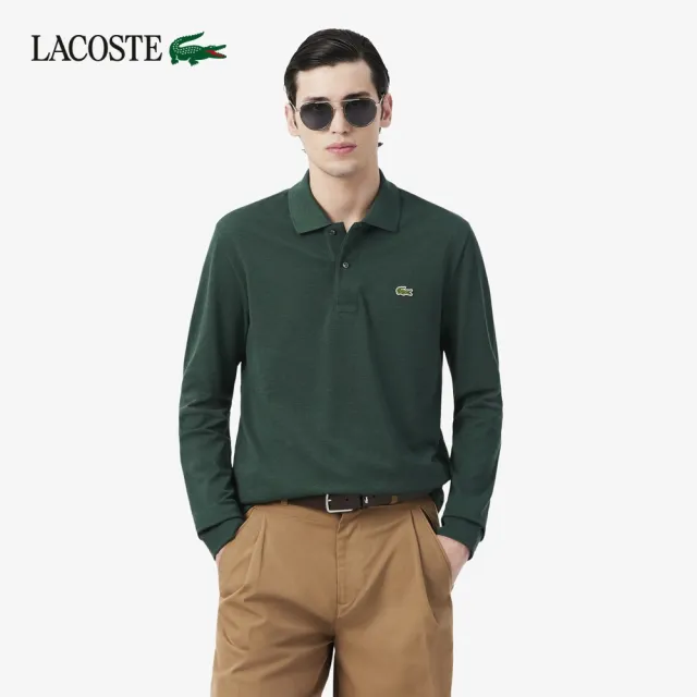 【LACOSTE】男款-經典款長袖 L.12.12 Polo衫(墨綠色)
