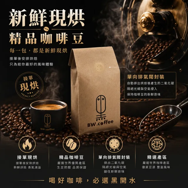 【黑開水】特級藍山咖啡豆x2  450g/袋(淺烘焙 大象豆)