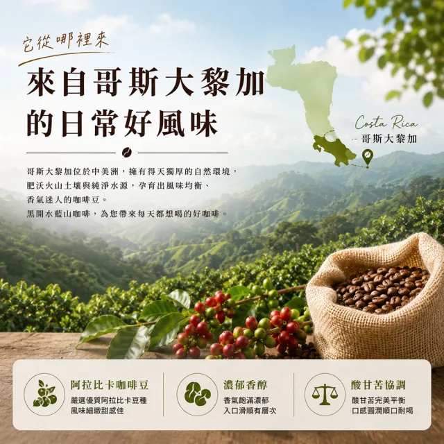 【黑開水】現烘藍山咖啡豆450g/袋x2袋組(淺中烘焙)