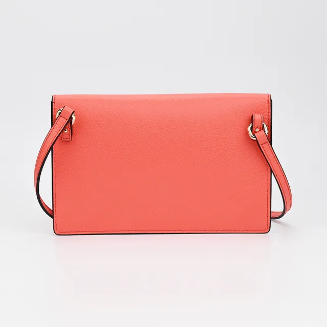 【FURLA 芙拉】FURLA精品牛皮扣式斜背小方包(大/橘)